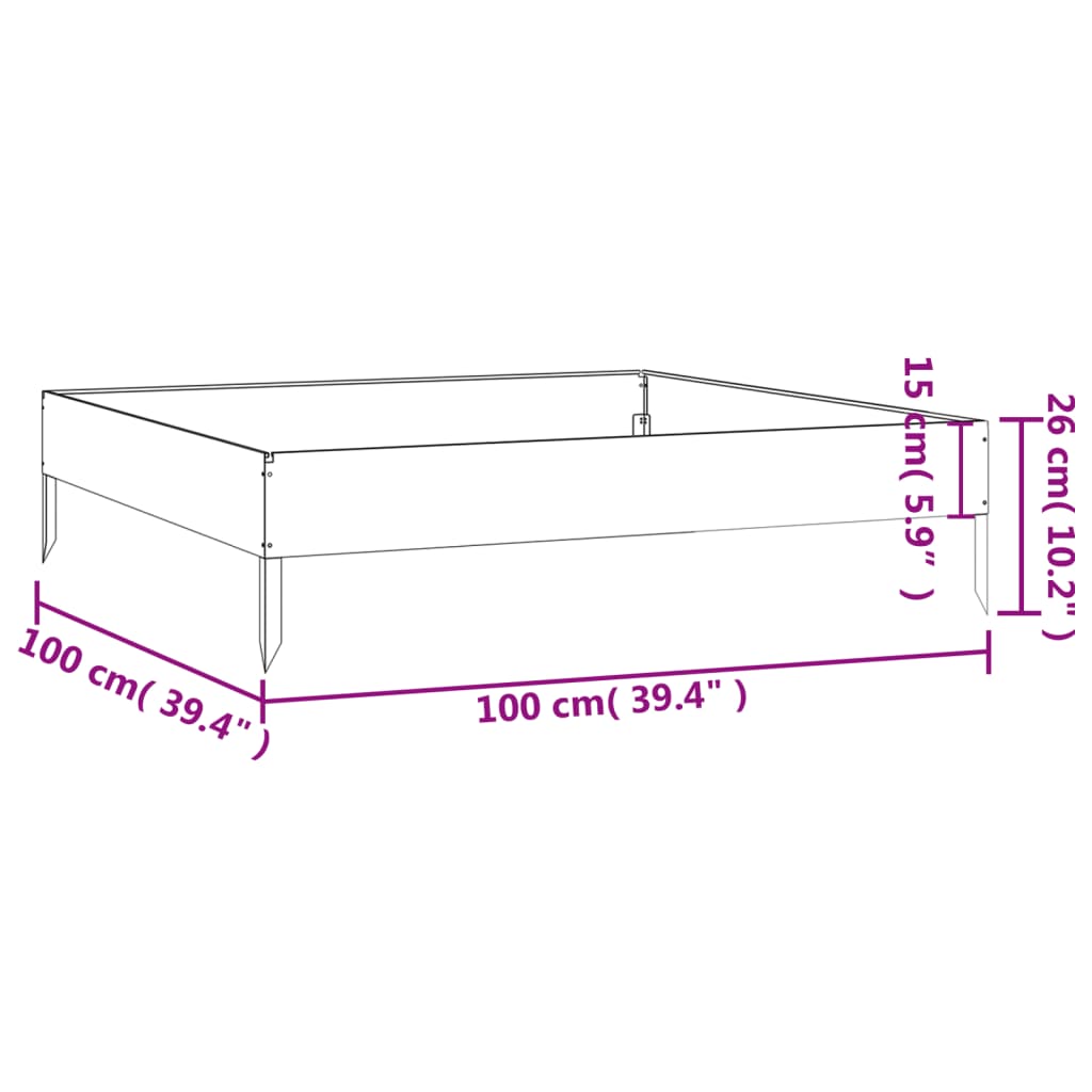 vidaXL Hochbeet 100x100x26 cm Cortenstahl