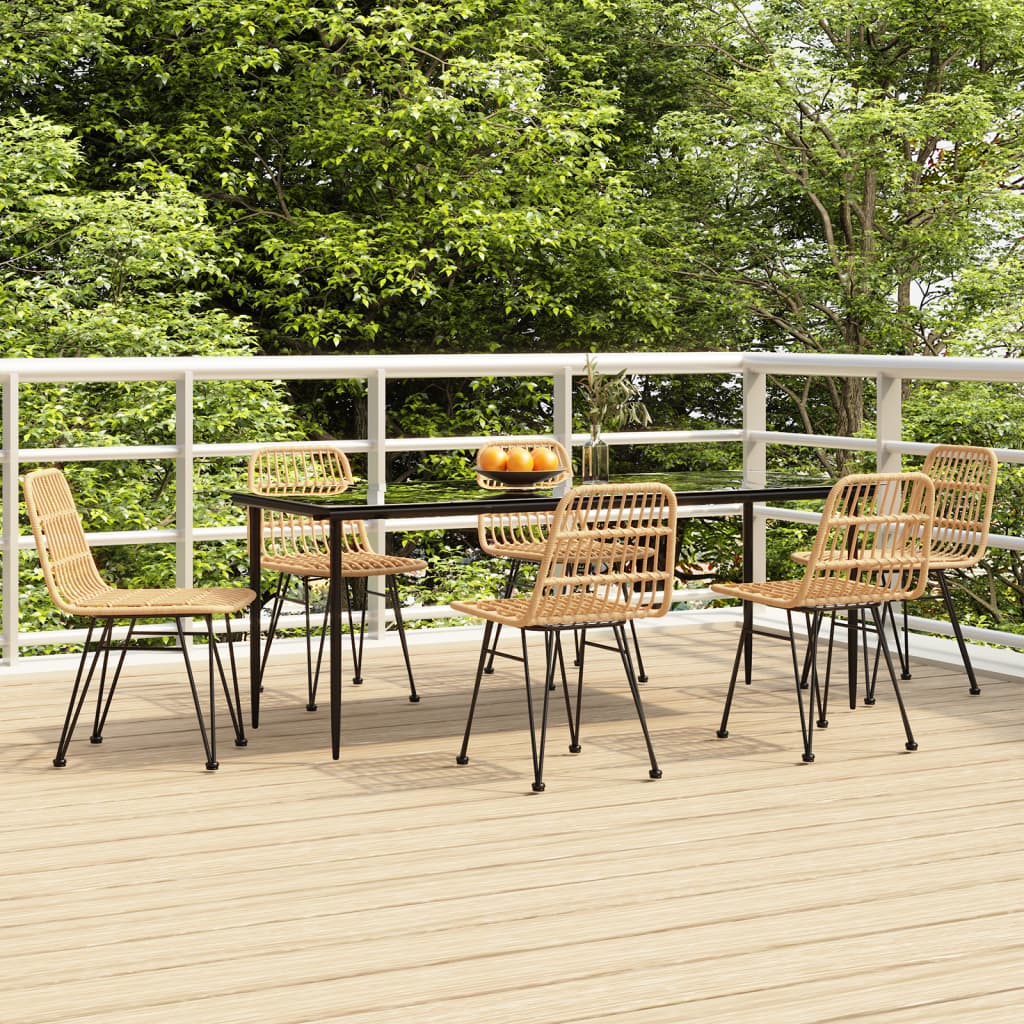 vidaXL 7-tlg. Garten-Essgruppe Poly Rattan