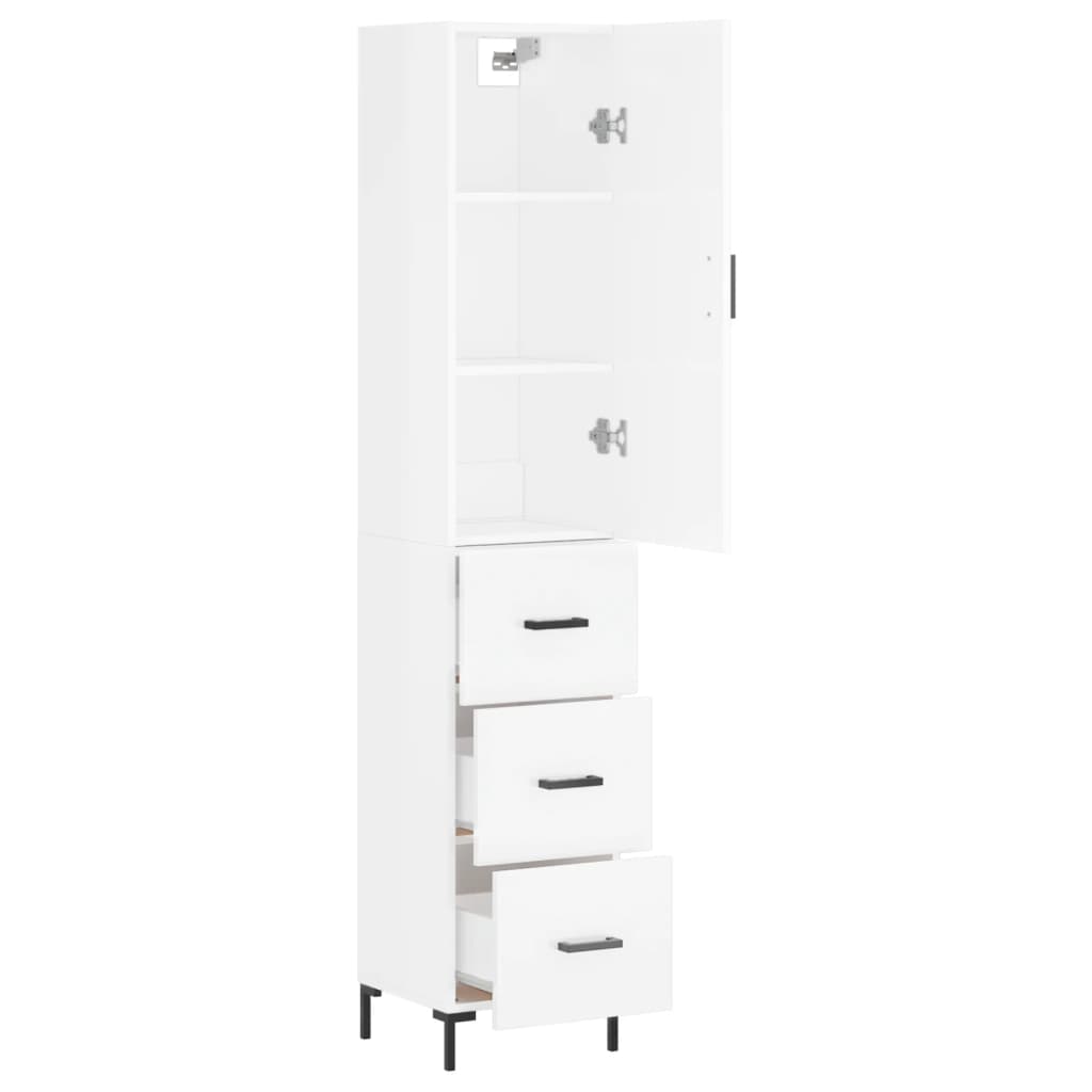 vidaXL Highboard Hochglanz-Weiß 34,5x34x180 cm Holzwerkstoff