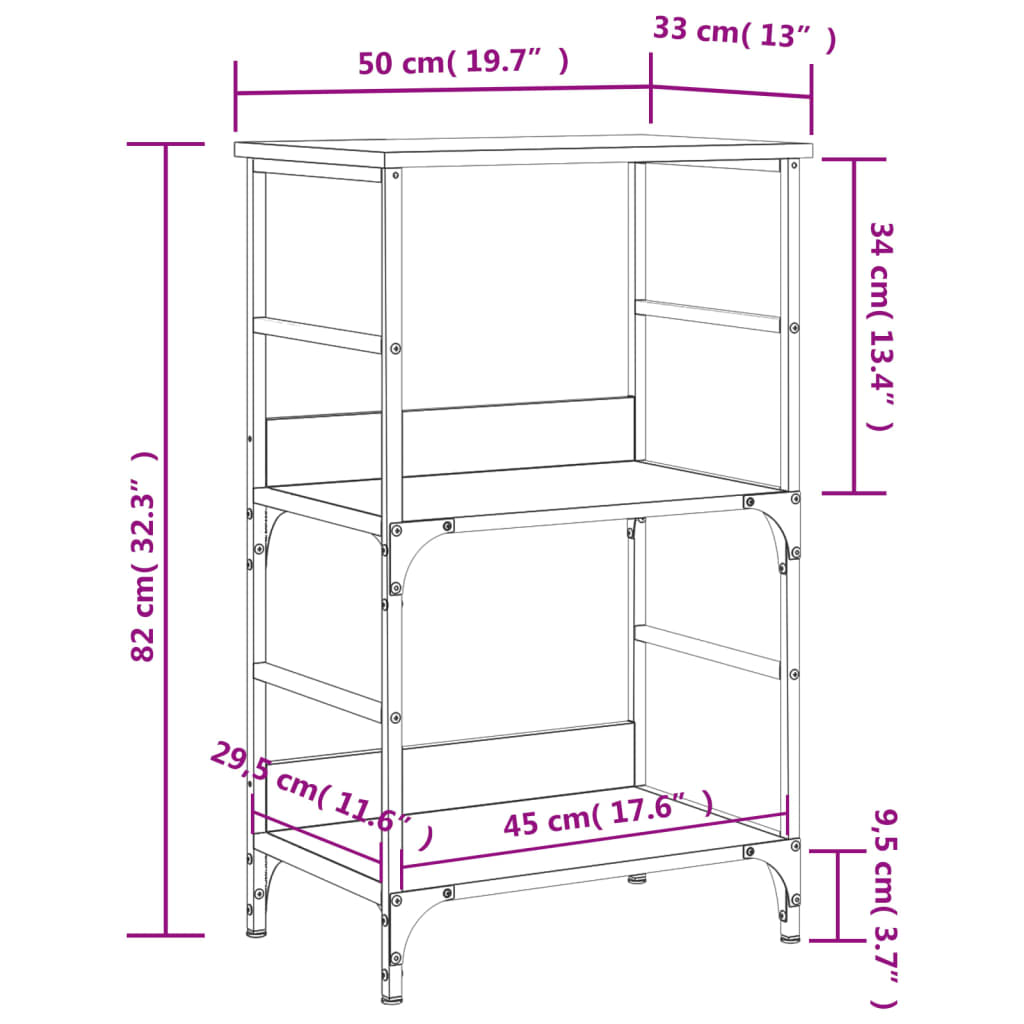 vidaXL Bücherregal Schwarz 50x33x82 cm Holzwerkstoff