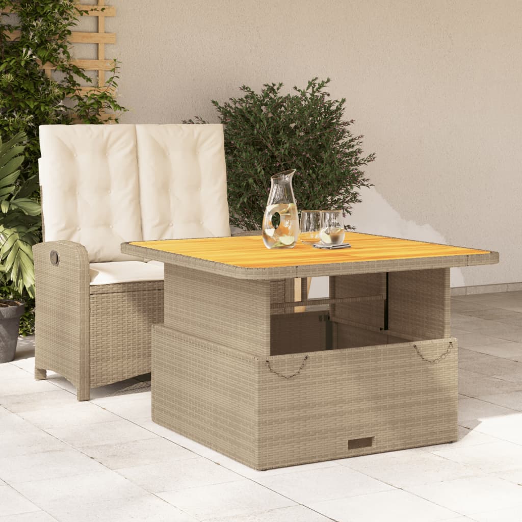 vidaXL 2-tlg. Garten-Essgruppe mit Kissen Beige Poly Rattan