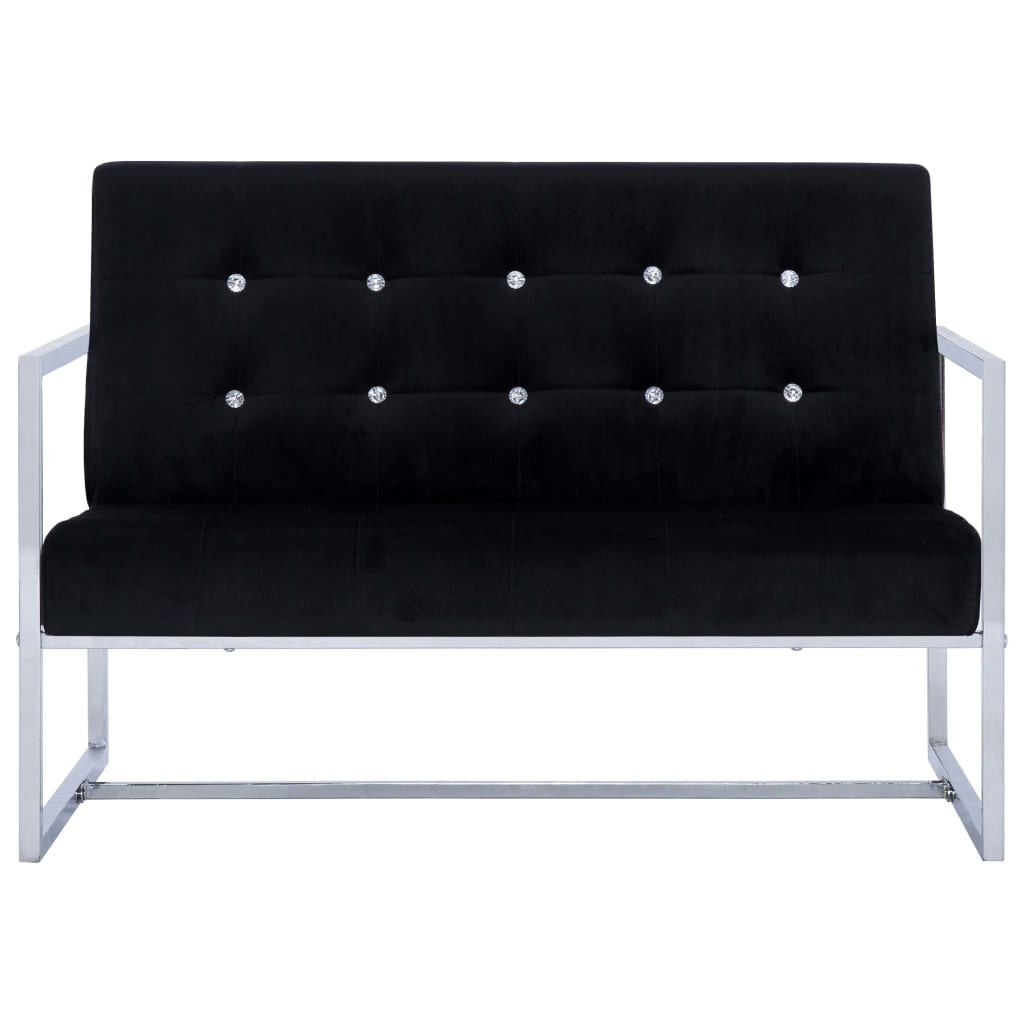 vidaXL 2-Sitzer-Sofa mit Armlehnen Schwarz Chrom und Samt