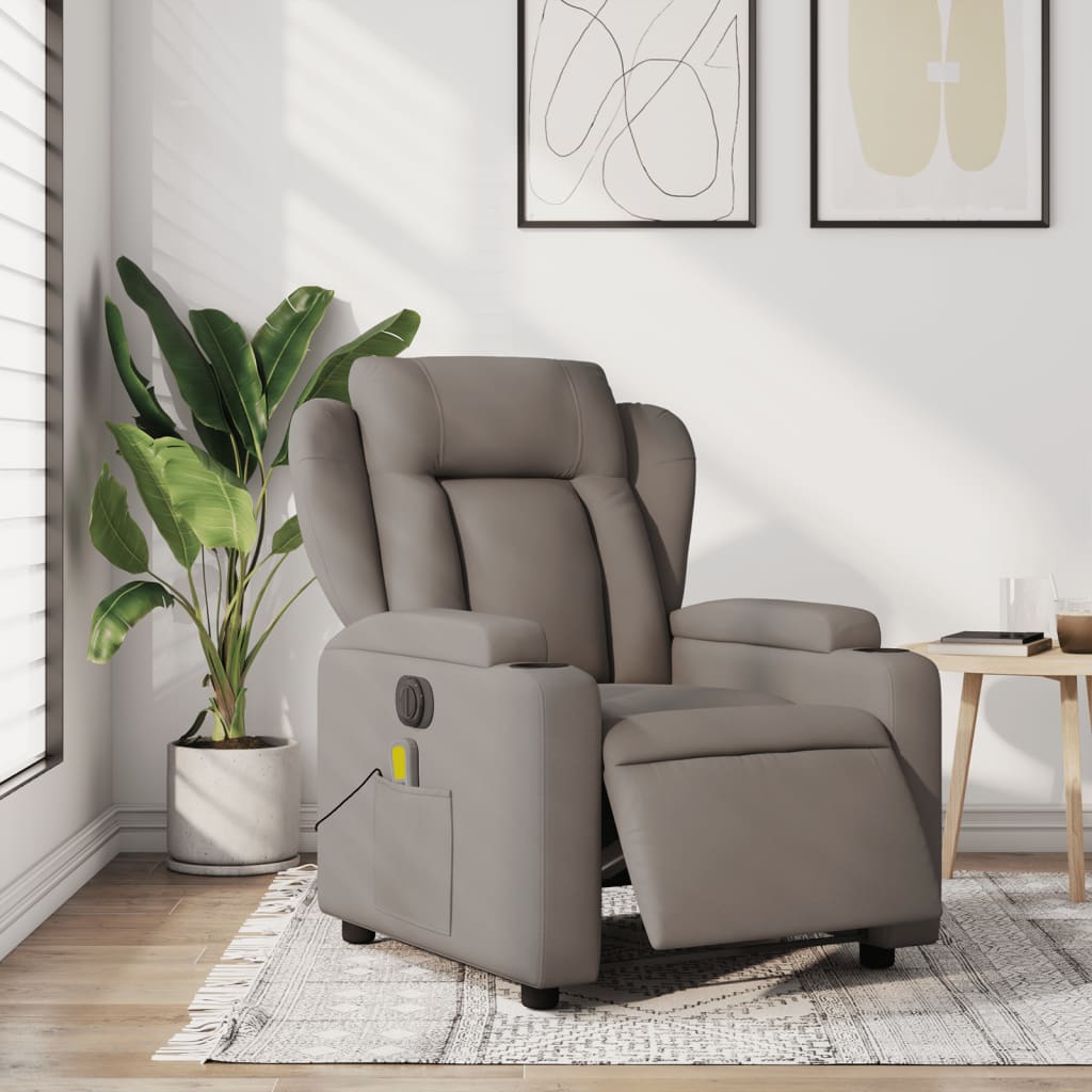 vidaXL Massagesessel Elektrisch Taupe Stoff