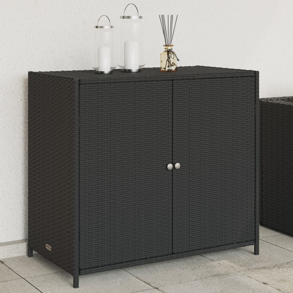 vidaXL Gartenschrank Schwarz 83x45x76 cm Poly Rattan