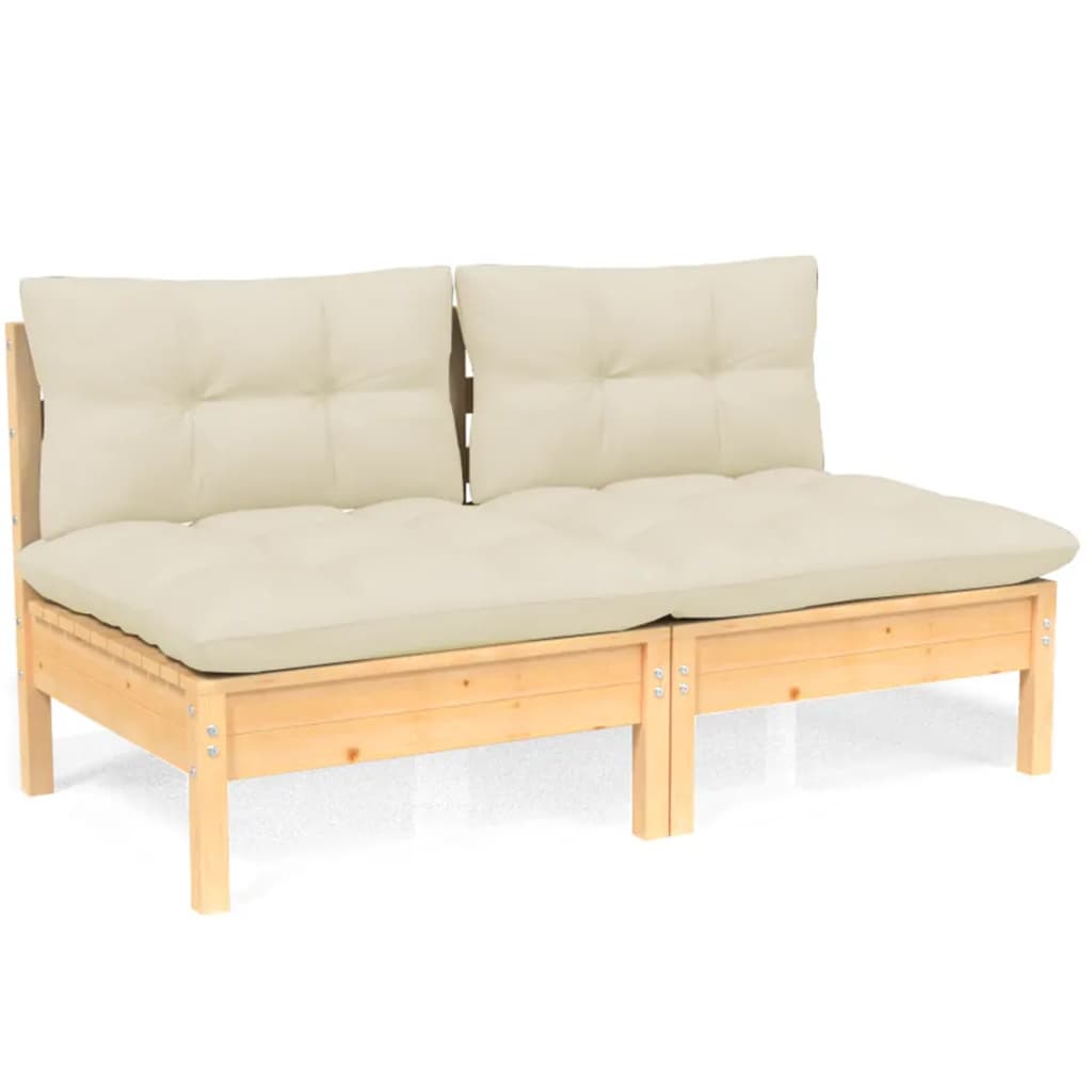 vidaXL 2-Sitzer-Gartensofa mit Creme Kissen Massivholz Kiefer