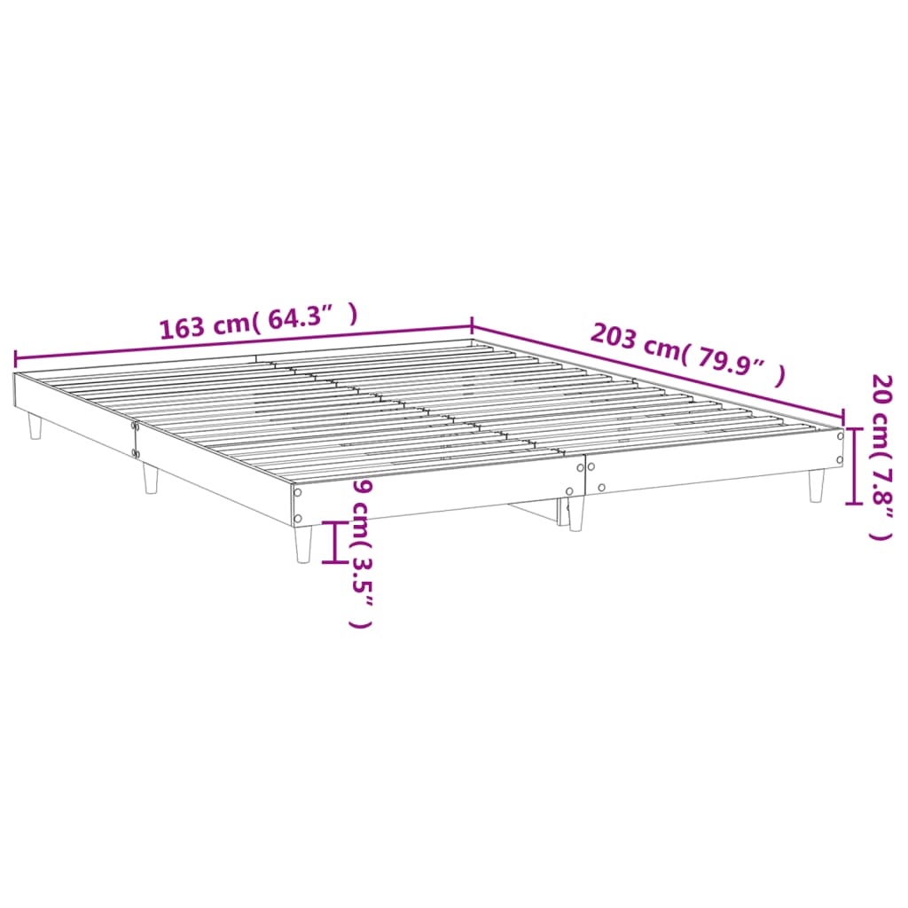 vidaXL Bettgestell Räuchereiche 160x200 cm Holzwerkstoff