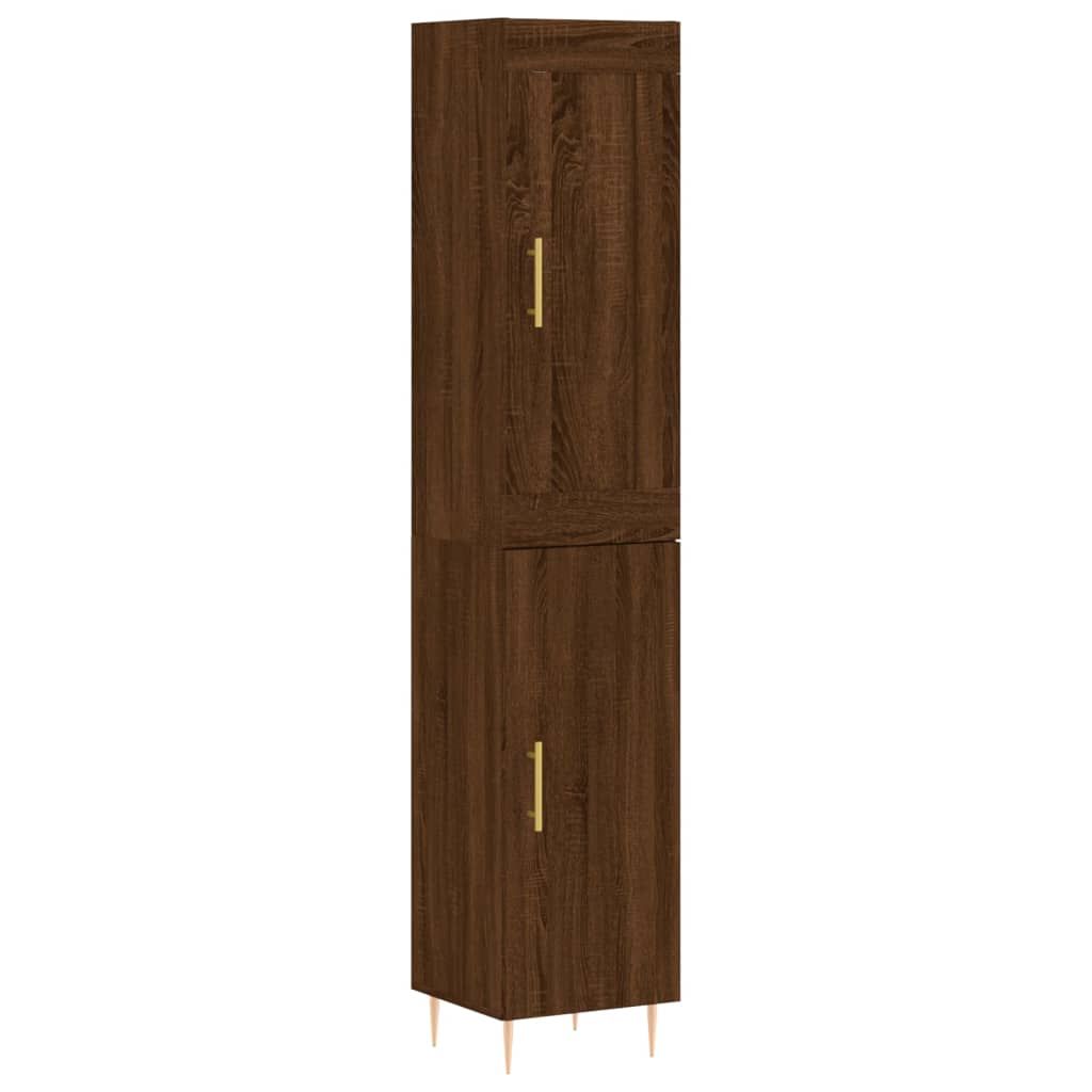 vidaXL Highboard Braun Eichen-Optik 34,5x34x180 cm Holzwerkstoff