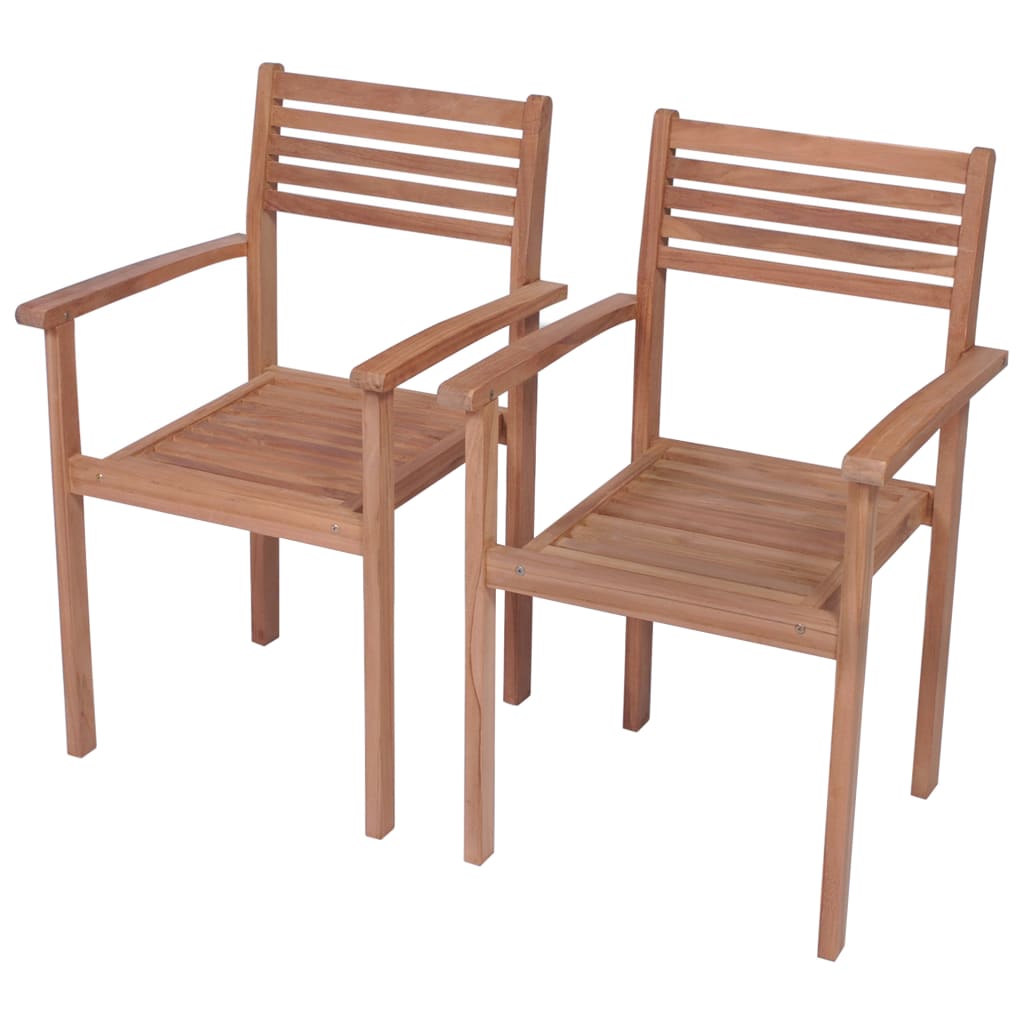 vidaXL Gartenstühle 2 Stk. mit Beige Kissen Massivholz Teak