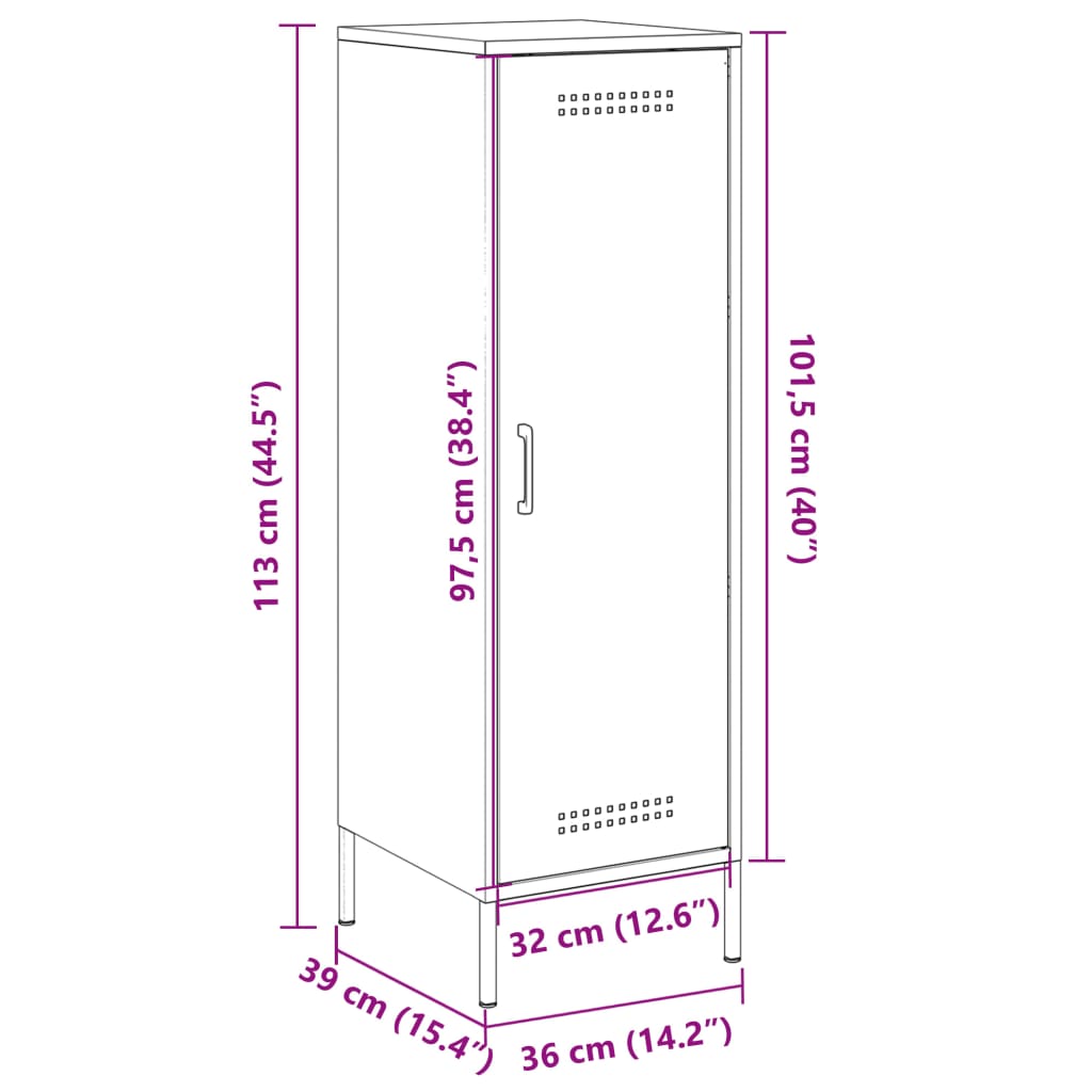 vidaXL Highboard Schwarz 36x39x113 cm Stahl