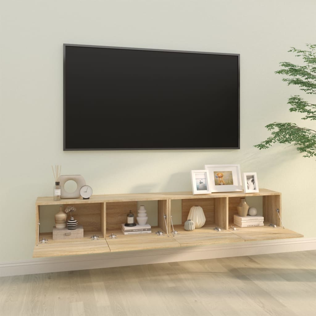vidaXL TV-Wandschränke 2 Stk. Sonoma-Eiche 100x30x30 cm Holzwerkstoff