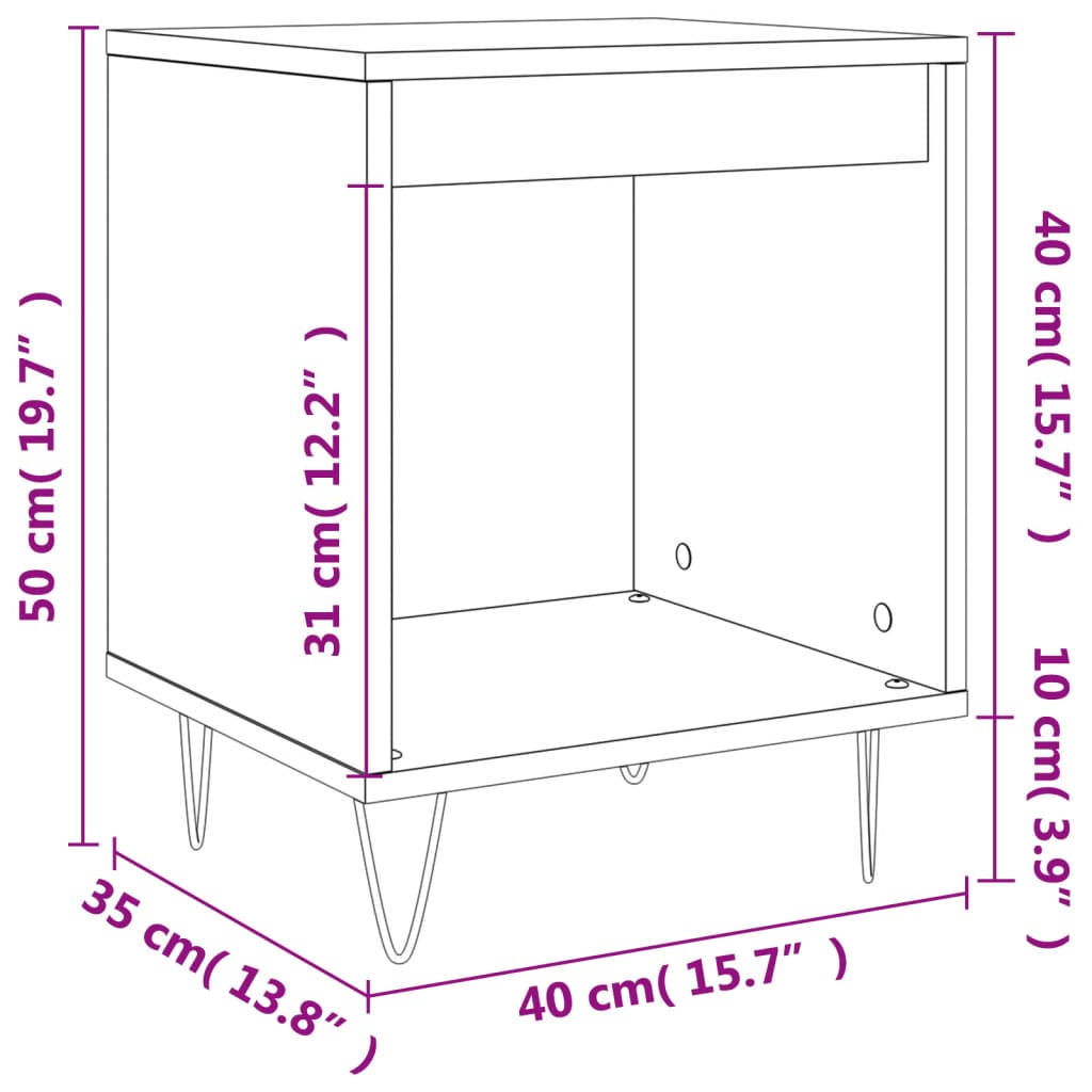 vidaXL Nachttisch Sonoma-Eiche 40x35x50 cm Holzwerkstoff