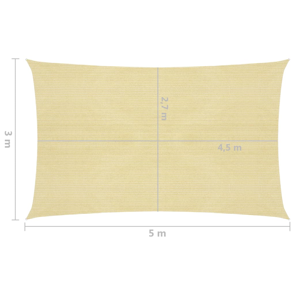 vidaXL Sonnensegel 160 g/m² Beige 3x5 m HDPE