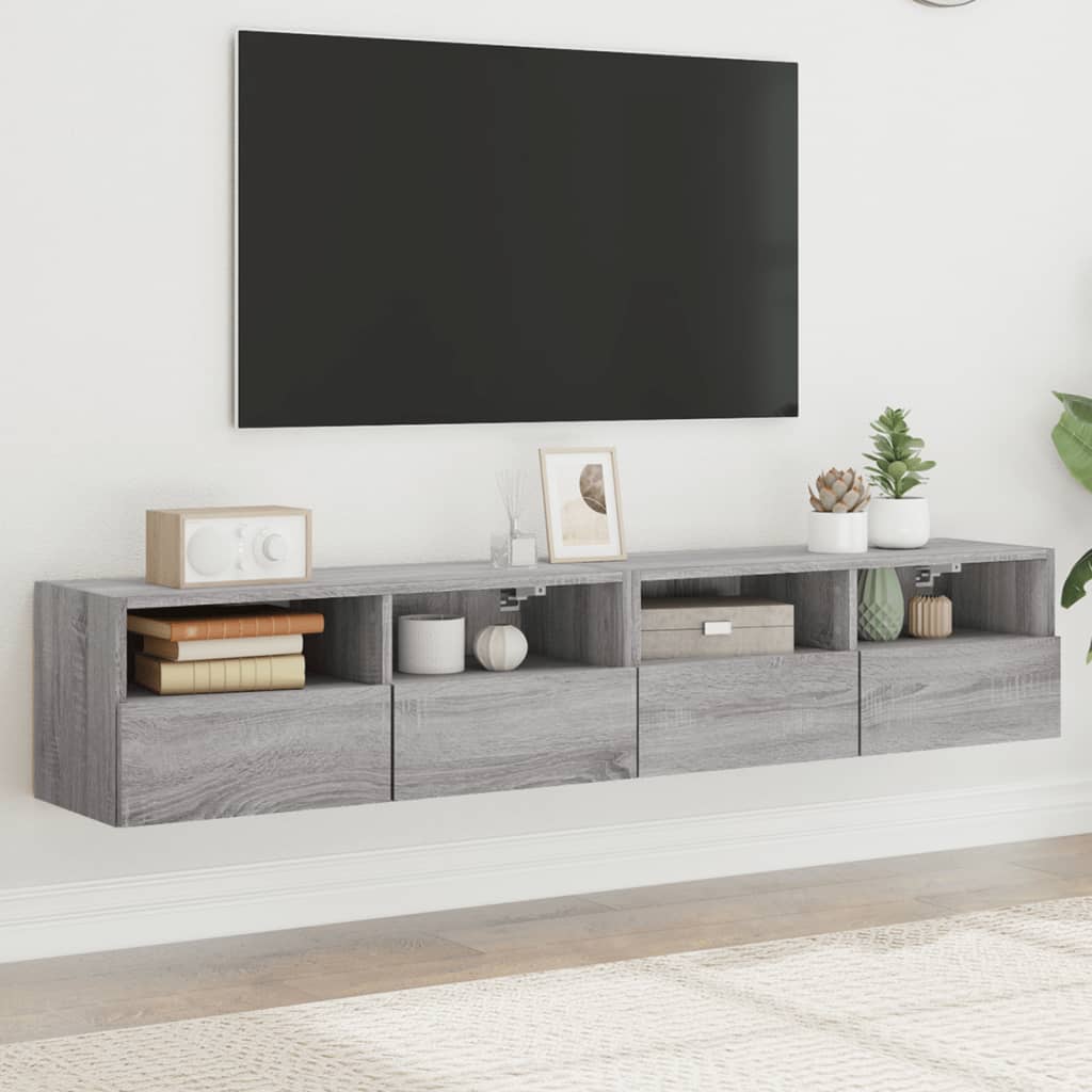 vidaXL TV-Wandschränke 2 Stk. Grau Sonoma 80x30x30 cm Holzwerkstoff