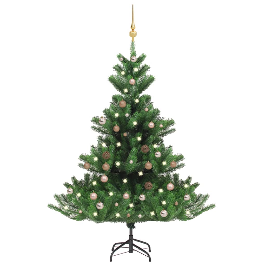 vidaXL Künstlicher Weihnachtsbaum Nordmann LED & Kugeln Grün 150 cm