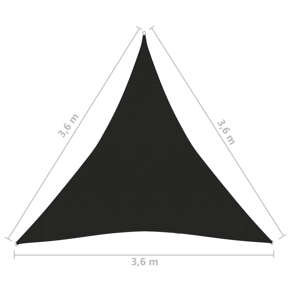 vidaXL Sonnensegel 160 g/m² Schwarz 3,6x3,6x3,6 m HDPE