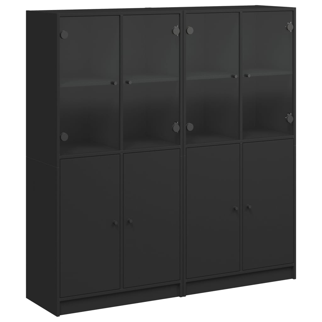 vidaXL Bücherschrank mit Türen Schwarz 136x37x142 cm Holzwerkstoff
