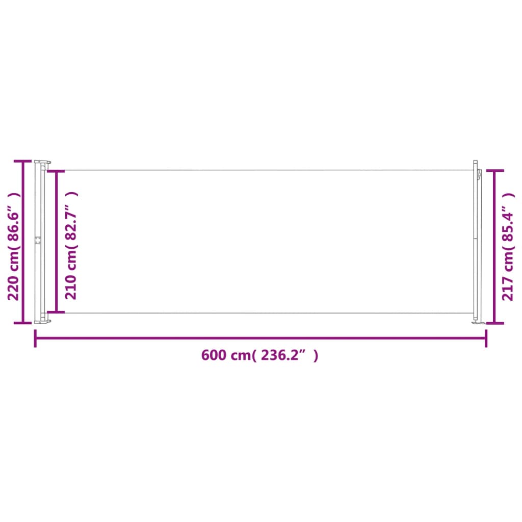vidaXL Seitenmarkise Ausziehbar 220x600 cm Braun