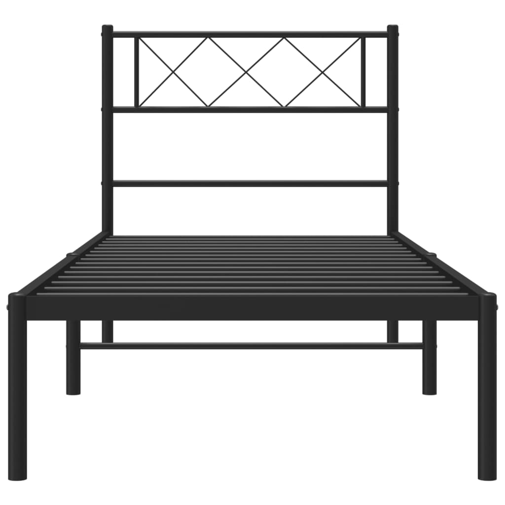 vidaXL Bettgestell mit Kopfteil Metall Schwarz 100x190 cm