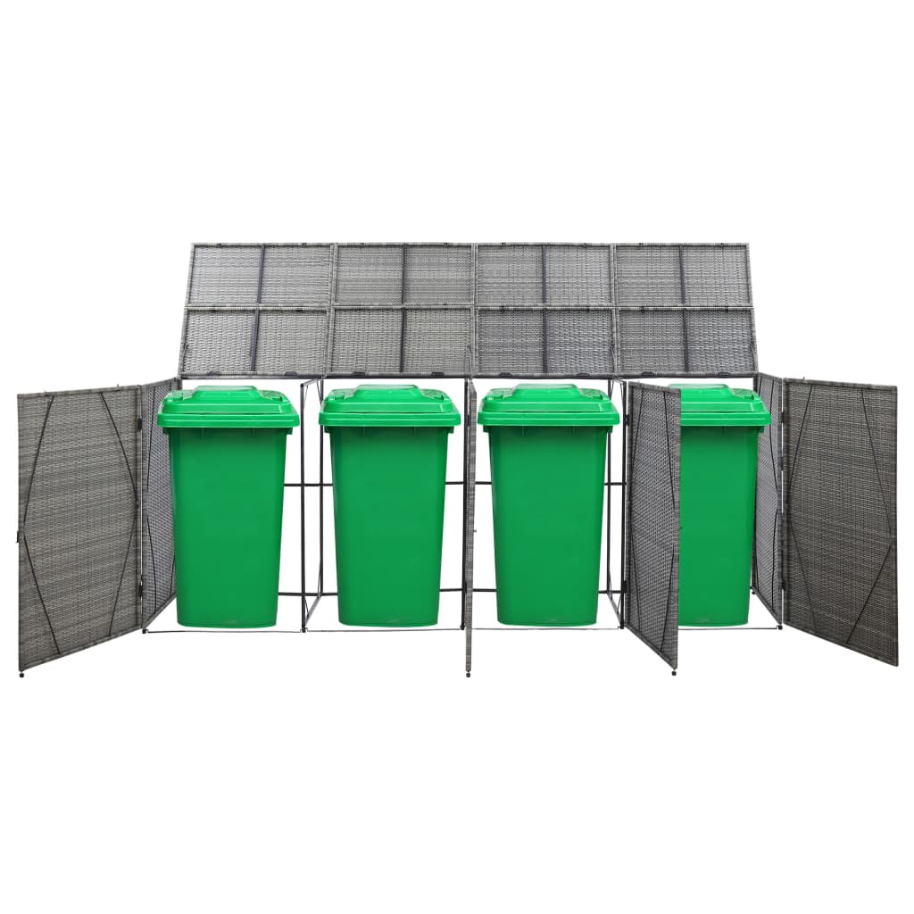 vidaXL Mülltonnenbox für 4 Tonnen Anthrazit 305x78x120 cm Poly Rattan