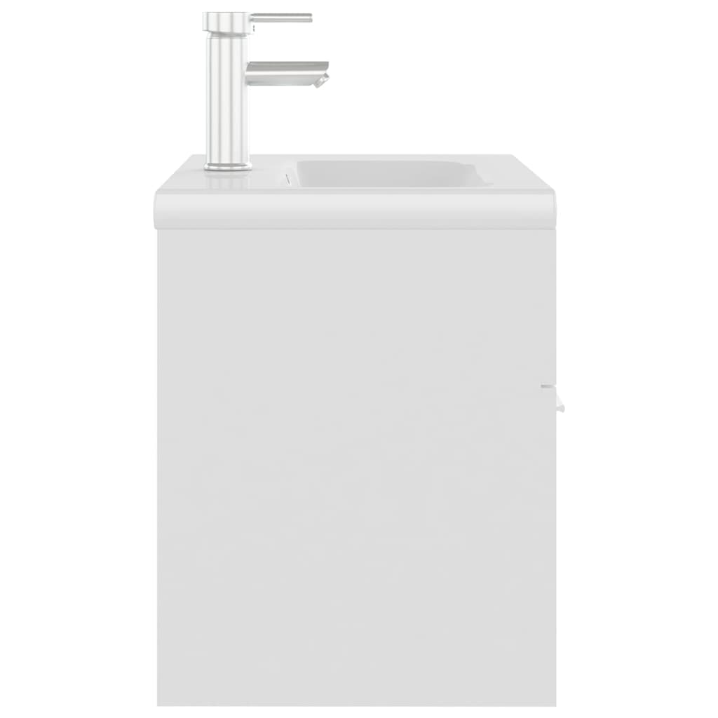 vidaXL Waschbeckenunterschrank mit Einbaubecken Weiß Holzwerkstoff
