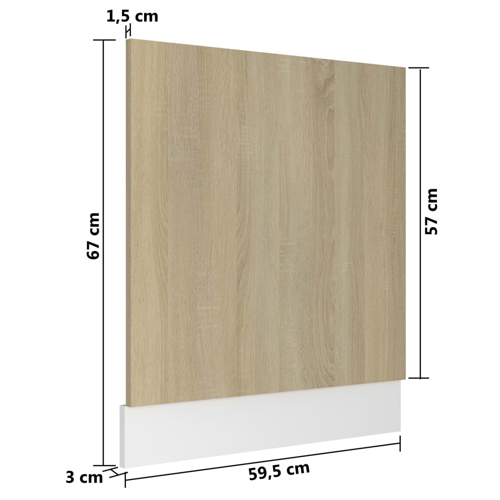 vidaXL Geschirrspülerblende Sonoma-Eiche 59,5x3x67 cm Holzwerkstoff