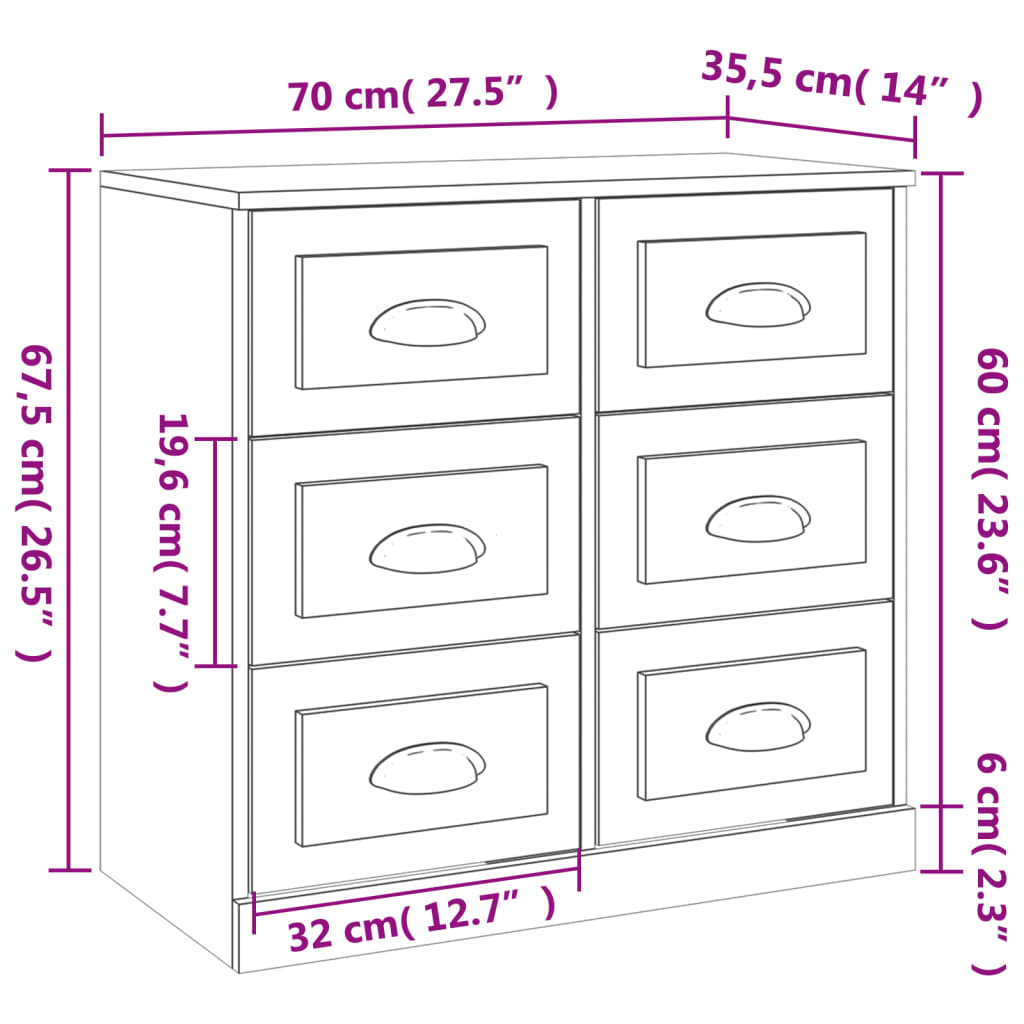 vidaXL Sideboards 2 Stk. Hochglanz-Weiß Holzwerkstoff