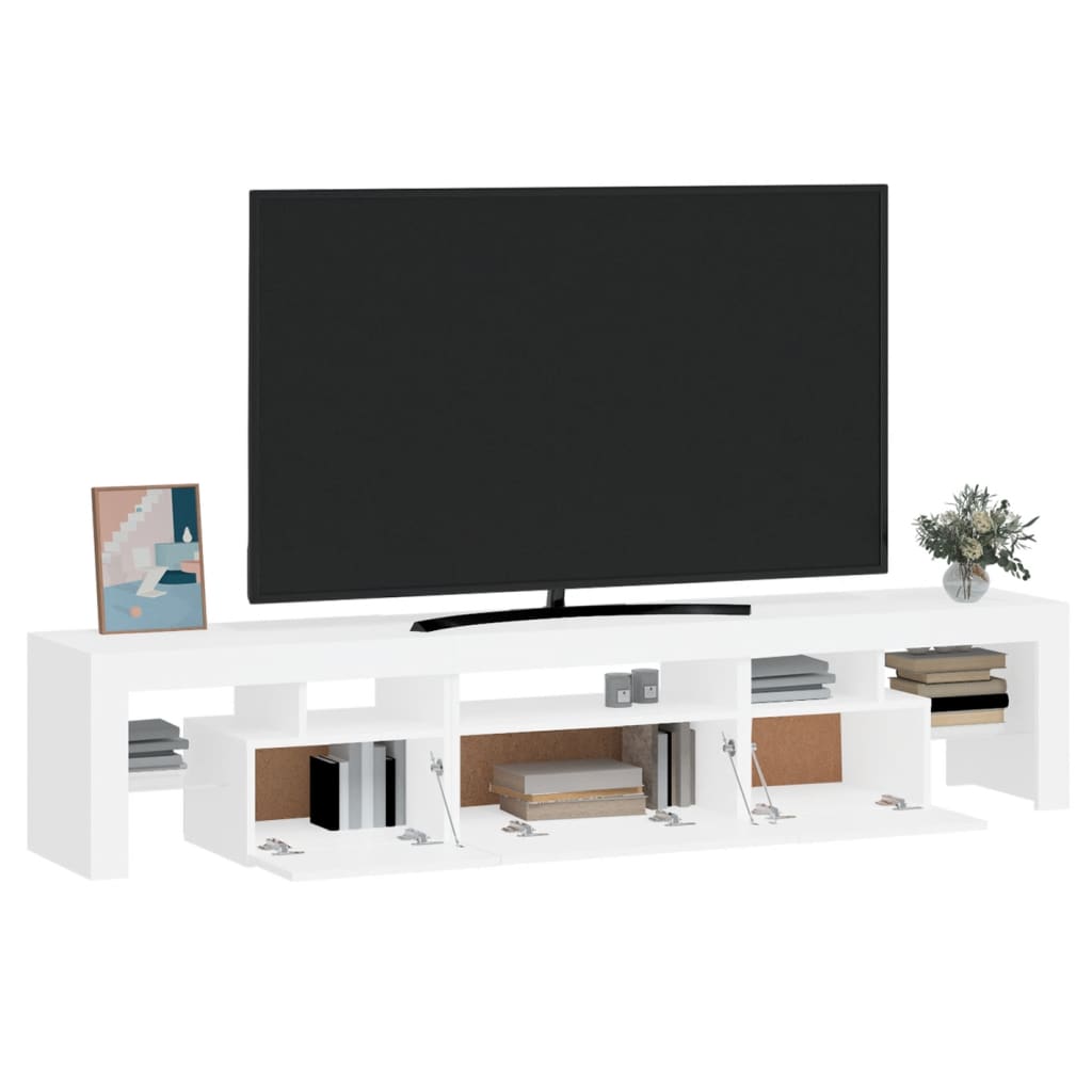 vidaXL TV-Schrank mit LED-Leuchten Weiß 200x36,5x40 cm