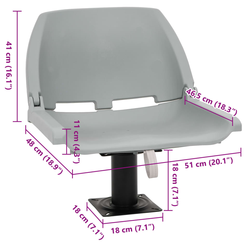 vidaXL 4-tlg. Bootssitz-Set Klappbar Kein Kissen Grau 48x51x41 cm