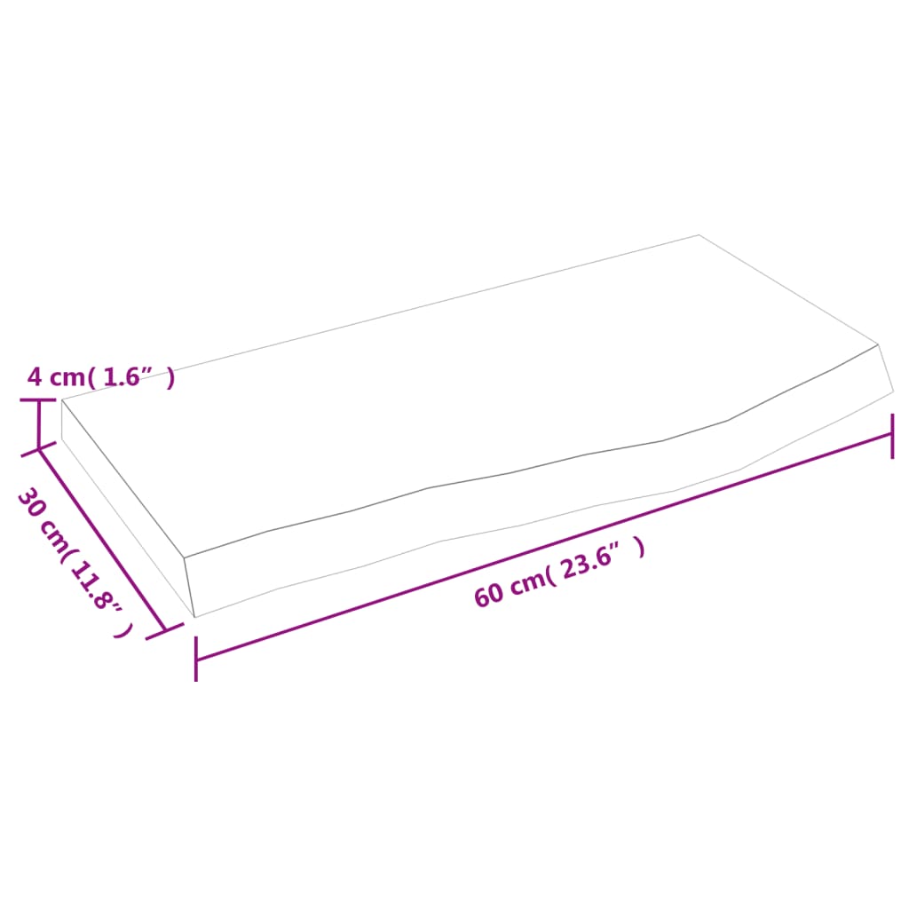 vidaXL Waschtischplatte Hellbraun 60x30x(2-4) cm Massivholz Behandelt