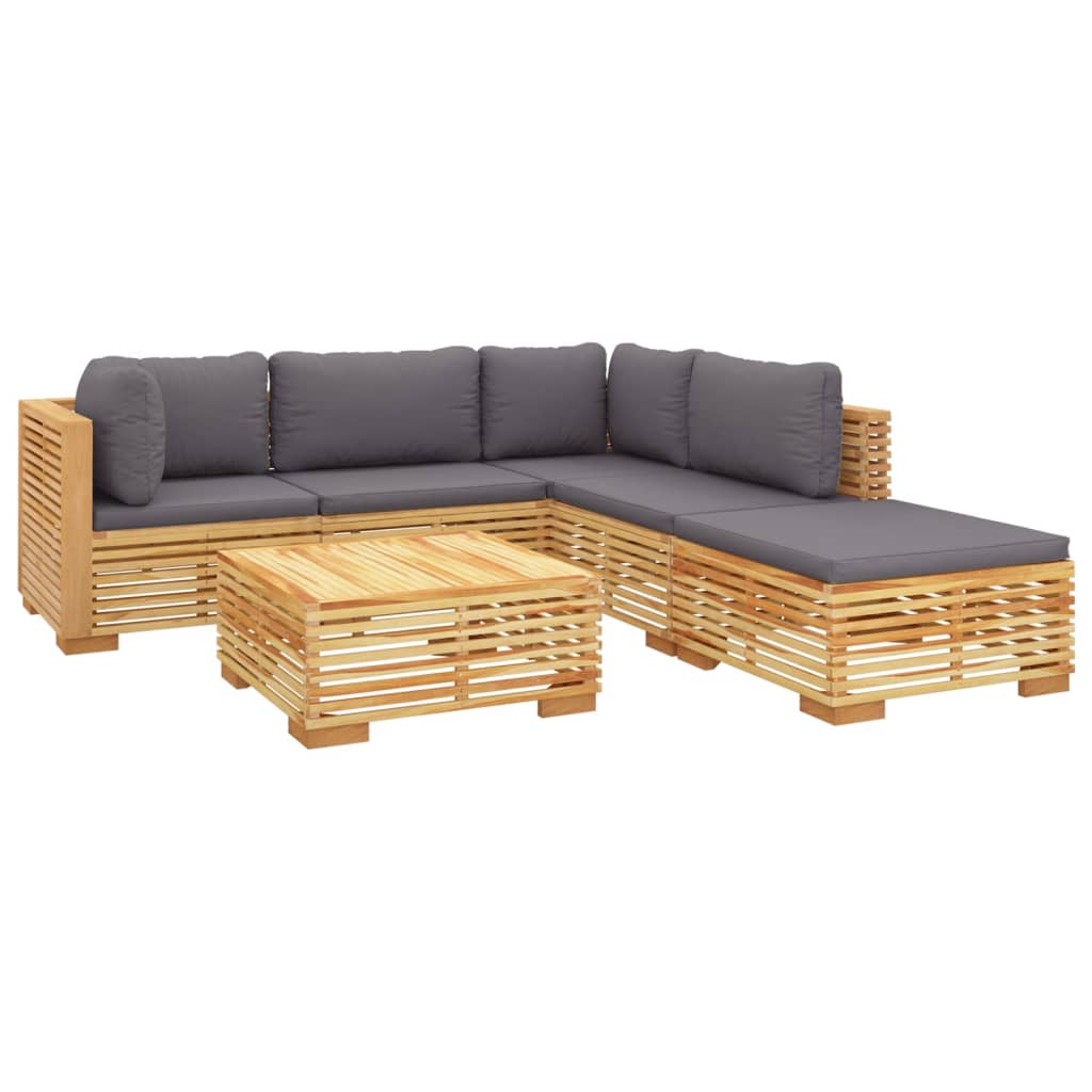 vidaXL 6-tlg. Garten-Lounge-Set mit Kissen Massivholz Teak