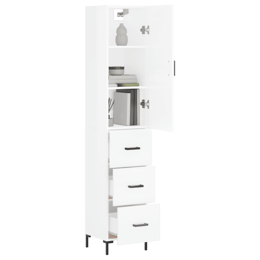 vidaXL Highboard Hochglanz-Weiß 34,5x34x180 cm Holzwerkstoff