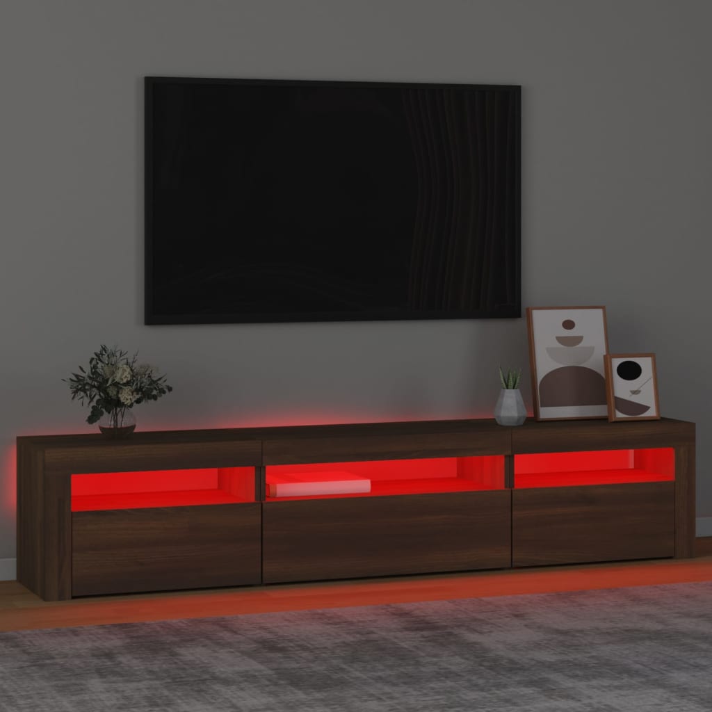 vidaXL TV-Schrank mit LED-Leuchten Braun Eichen-Optik 195x35x40 cm