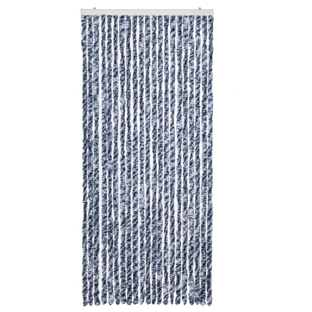 vidaXL Insektenschutz-Vorhang Blau, Weiß und Silbern 90x220cm Chenille