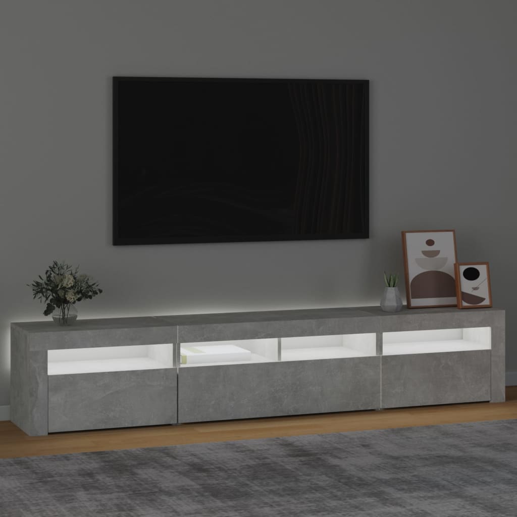 vidaXL TV-Schrank mit LED-Leuchten Betongrau 210x35x40 cm