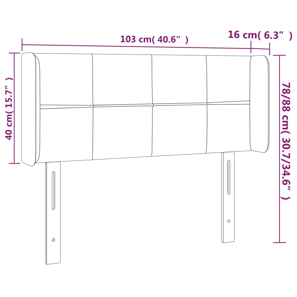 vidaXL Kopfteil mit Ohren Hellgrau 103x16x78/88 cm Samt