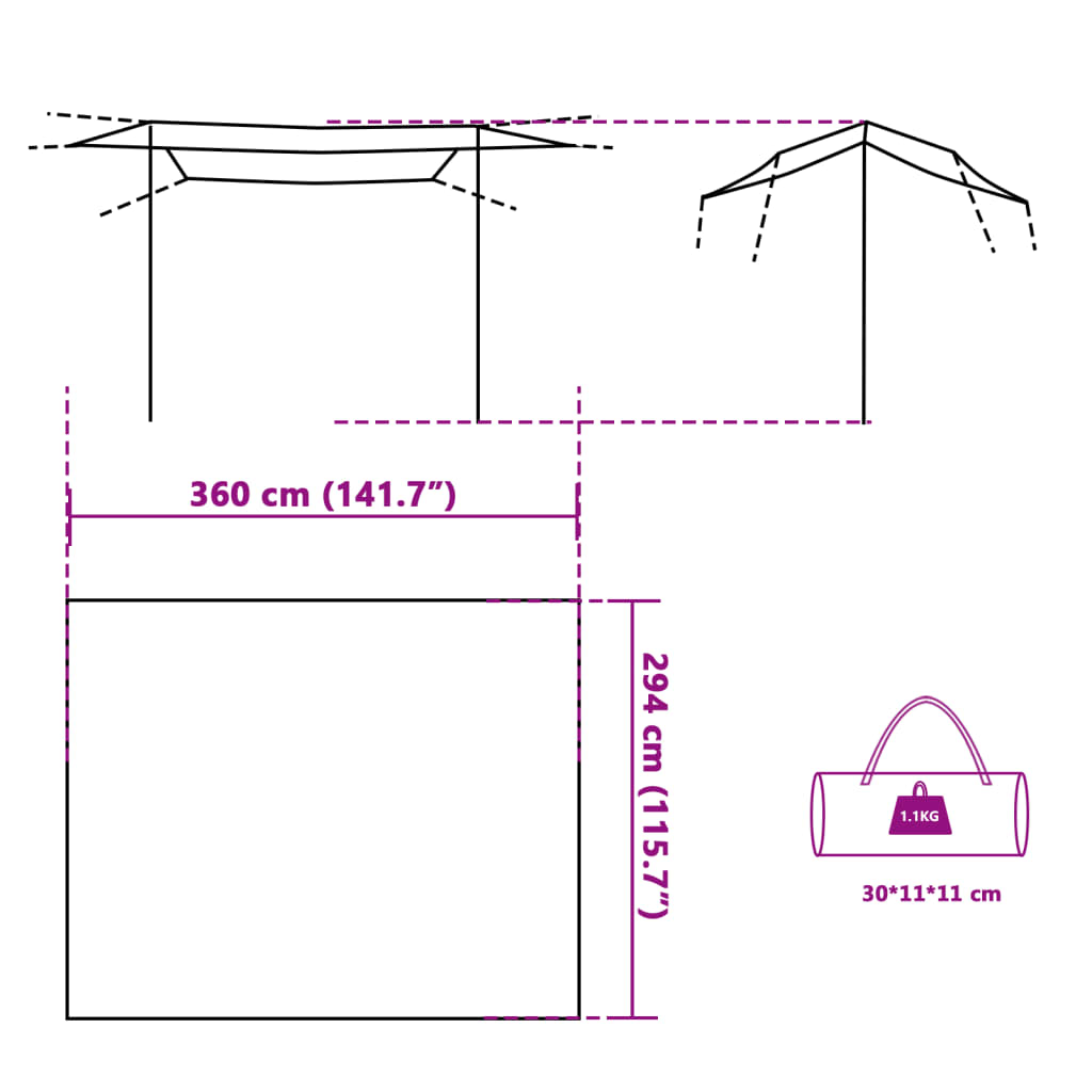 vidaXL Tarp Blau 360x294 cm Wasserdicht