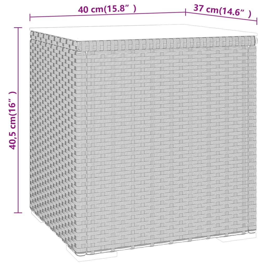 vidaXL Beistelltisch Schwarz 40x37x40,5 cm Poly Rattan und Hartglas