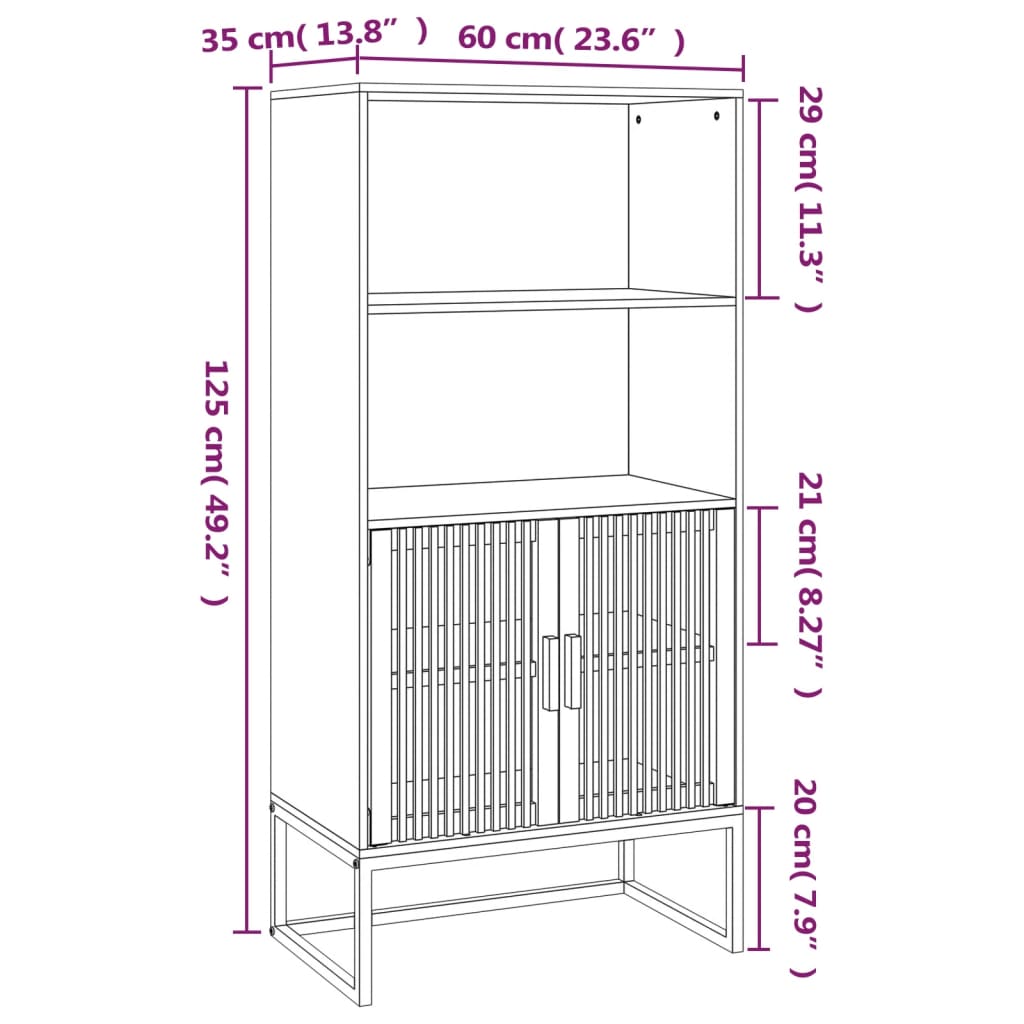 vidaXL Highboard Weiß 60x35x125 cm Holzwerkstoff