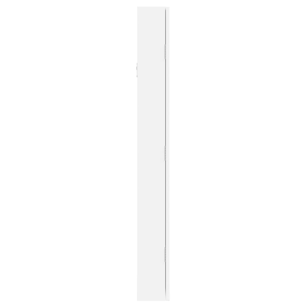 vidaXL Schmuckschrank mit Spiegel Wandmontage Weiß 37,5x10x90 cm