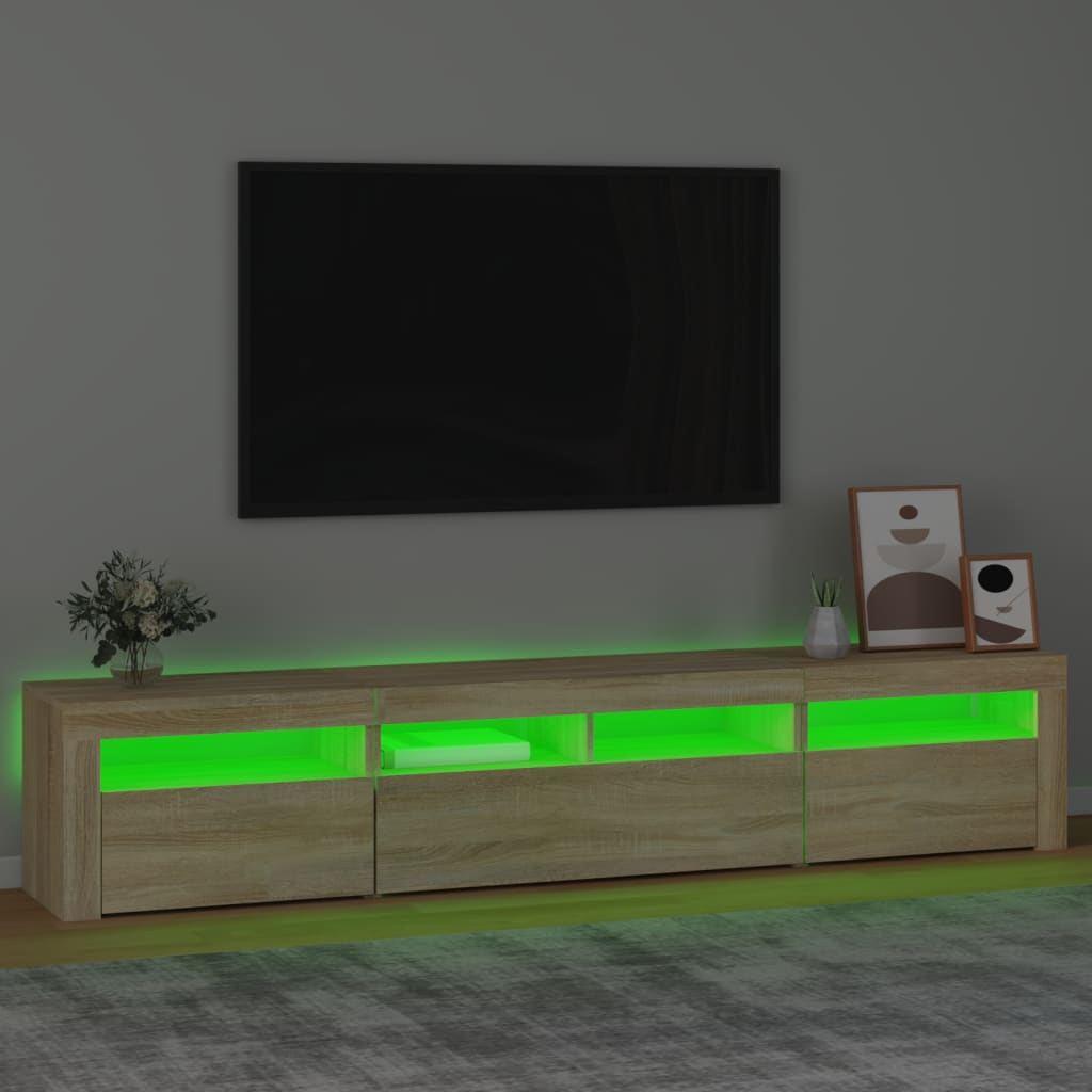 vidaXL TV-Schrank mit LED-Leuchten Sonoma-Eiche 210x35x40 cm