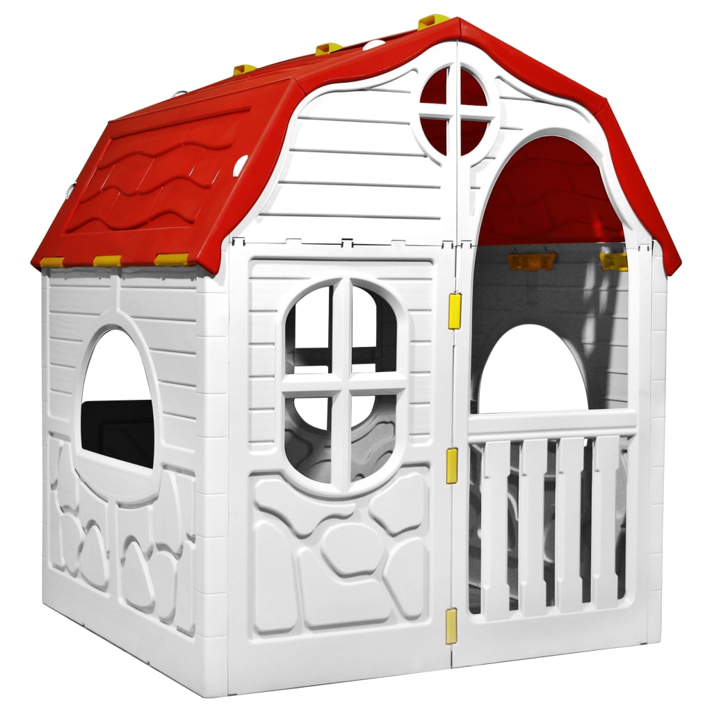 vidaXL Faltbares Kinderspielhaus mit Schließbarer Tür und Fenstern