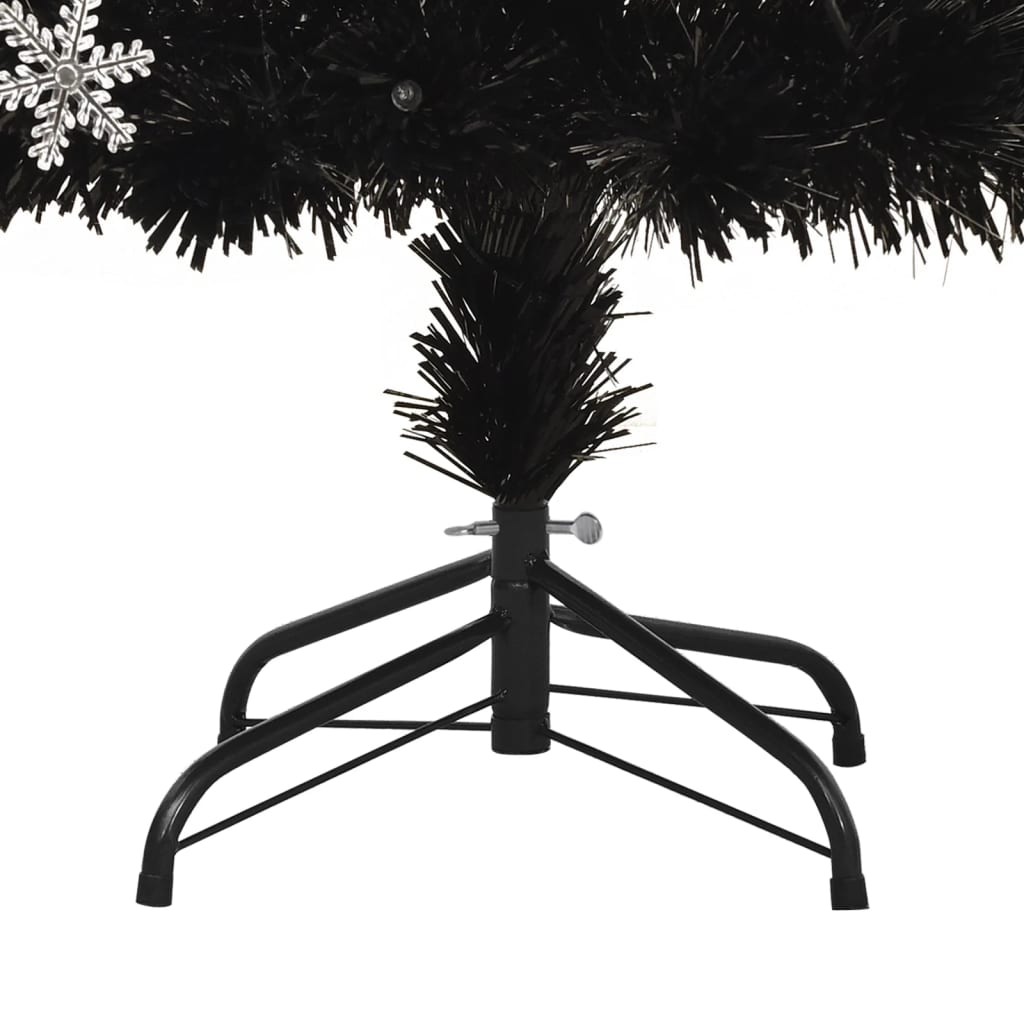 vidaXL Weihnachtsbaum mit LED-Schneeflocken Schwarz 180 cm Fiberoptik