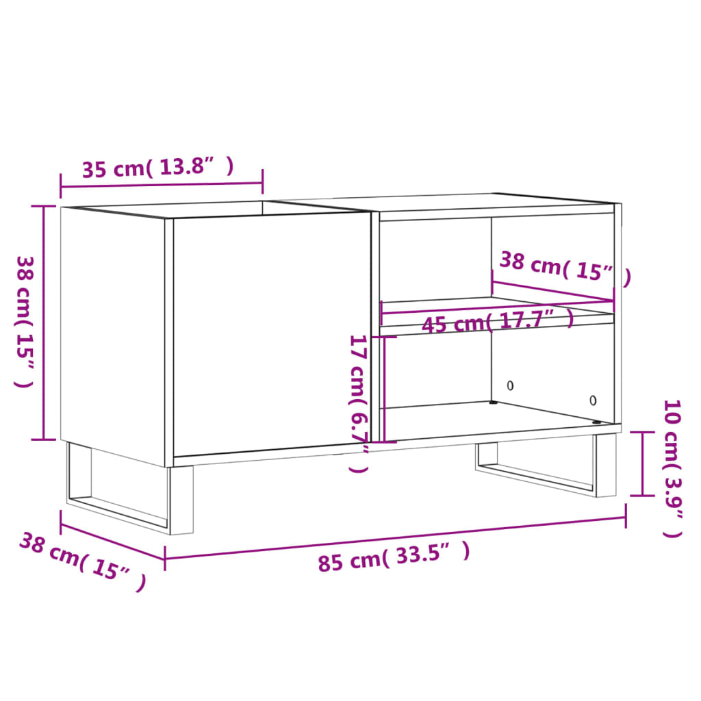 vidaXL Plattenschrank Räuchereiche 85x38x48 cm Holzwerkstoff