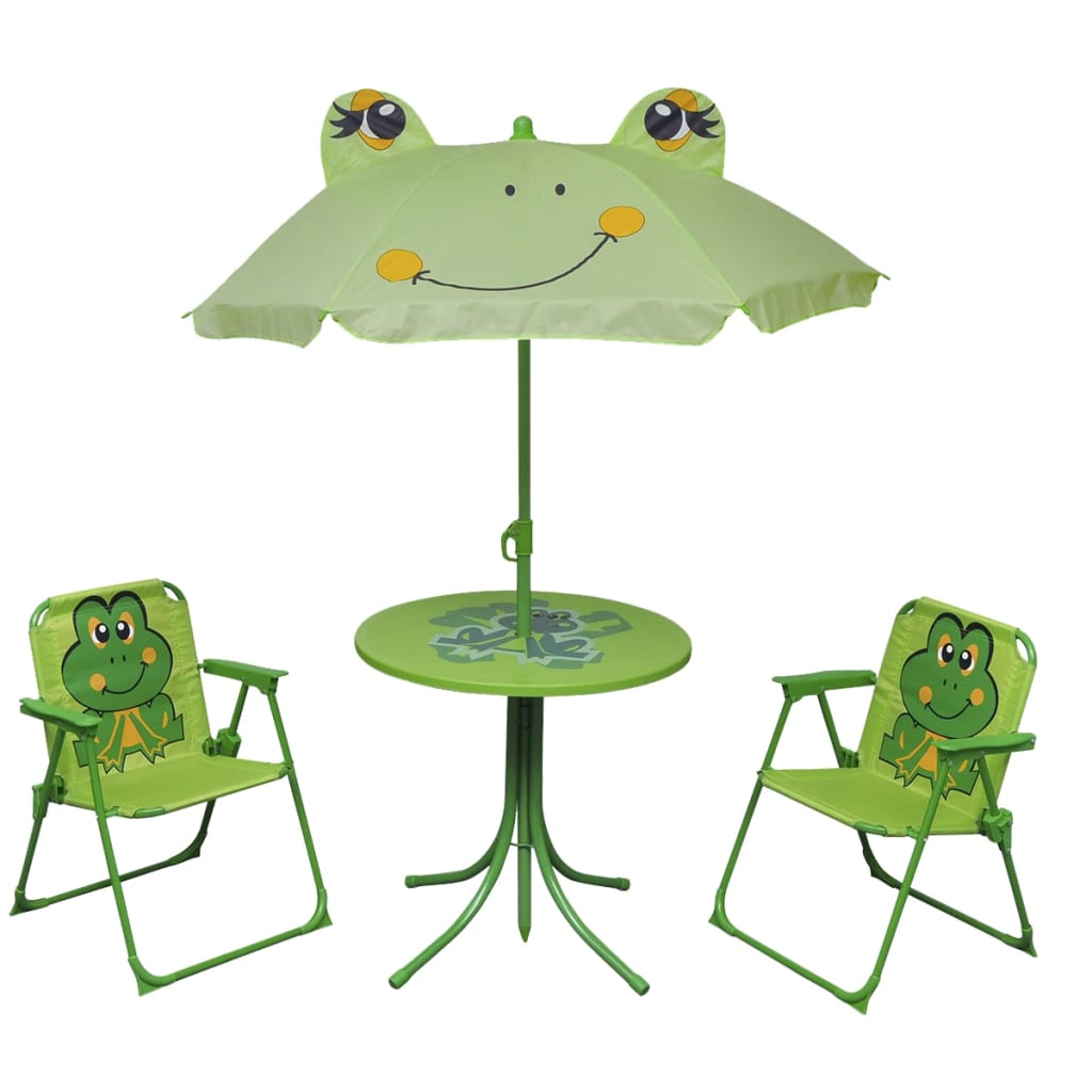vidaXL 3-tlg. Garten-Bistro-Set für Kinder mit Sonnenschirm Grün