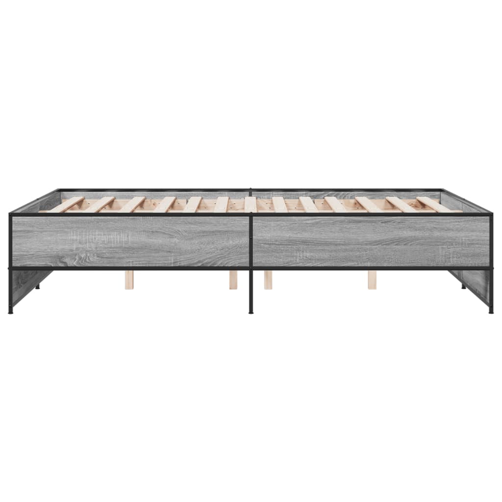 vidaXL Bettgestell Grau Sonoma 140x190 cm Holzwerkstoff und Metall