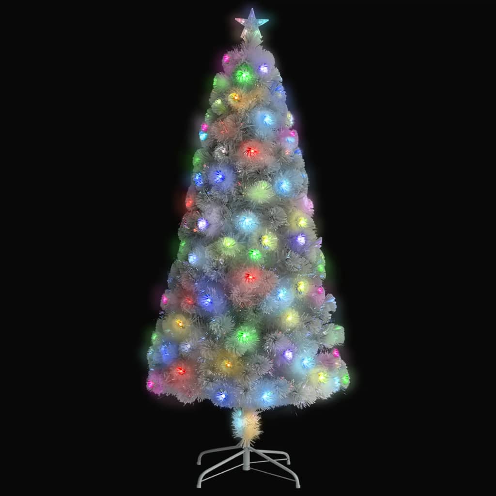 vidaXL Künstlicher Weihnachtsbaum mit Beleuchtung Weiß 150cm Glasfaser