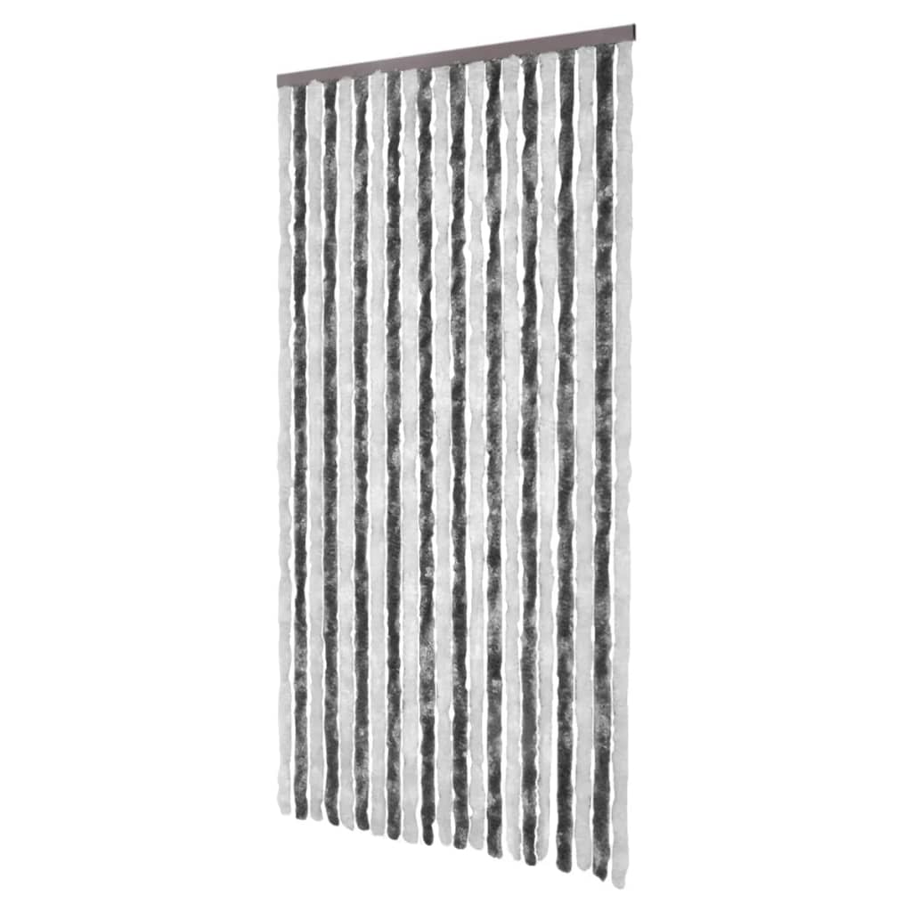 vidaXL Insektenschutz-Vorhang Grau und Weiß 100x220 cm Chenille