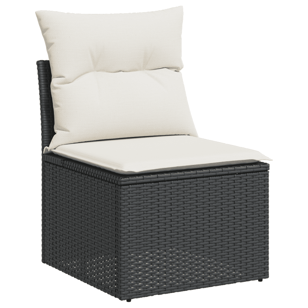 vidaXL 10-tlg. Garten-Sofagarnitur mit Kissen Schwarz Poly Rattan