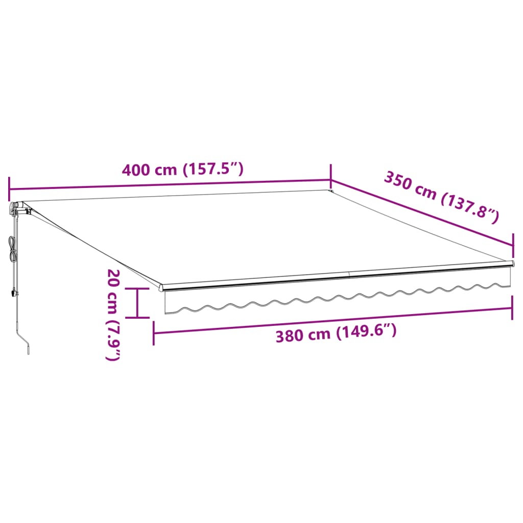 vidaXL Markise Automatisch mit LEDs Anthrazit & Weiß 400x350 cm