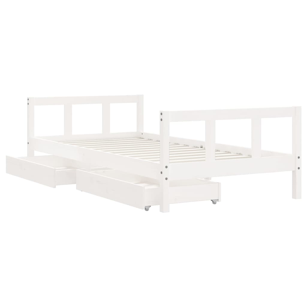 vidaXL Kinderbett mit Schubladen Weiß 90x190 cm Massivholz Kiefer